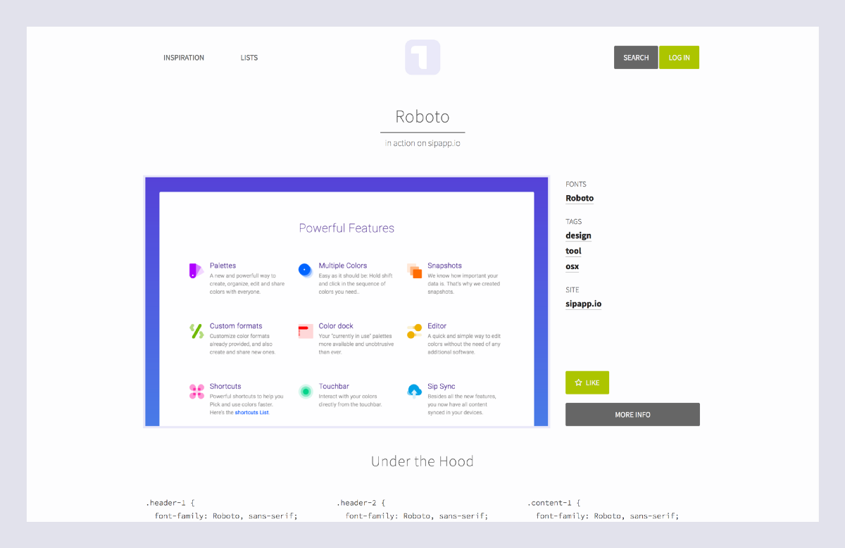 Processo para escolher fontes: screenshot do site Typ.io