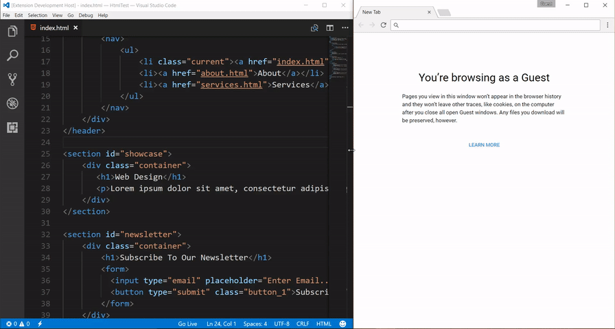 Создание проекта в visual studio code